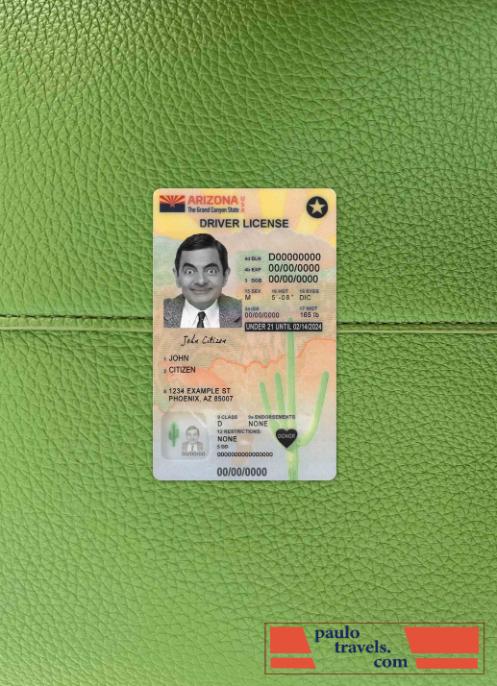 USA Arizona driving license under 21 version 2  photolook FRONT PSD template